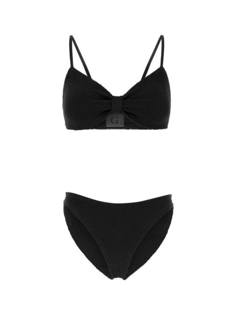 Hunza G Black stretch nylon Alicia bikini
