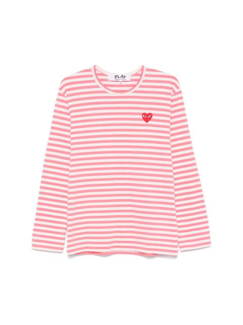 Comme des Garçons PLAY UNISEX STRIPED TEE RED HEART - PINK
