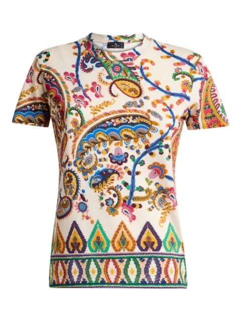Etro Cotton T-Shirt With Floral Paisley And Medallion Motif