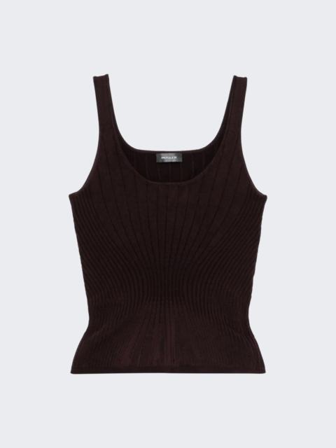 MUGLER Sculpting Knit Tank Top Dark Burgundy