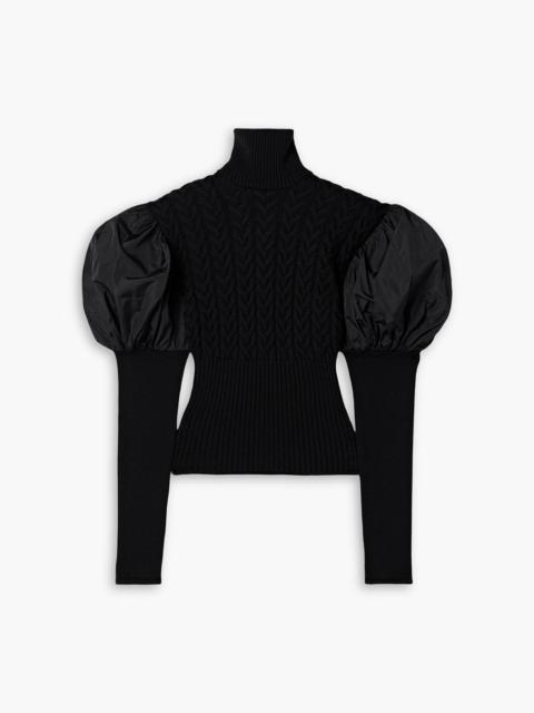 Max Mara Shell-paneled cable-knit wool-blend sweater