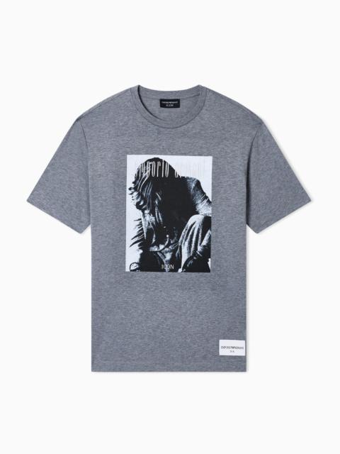 EMPORIO ARMANI ICON JERSEY T-SHIRT WITH PHOTOGRAPHIC PRINT AND EMBROIDERY