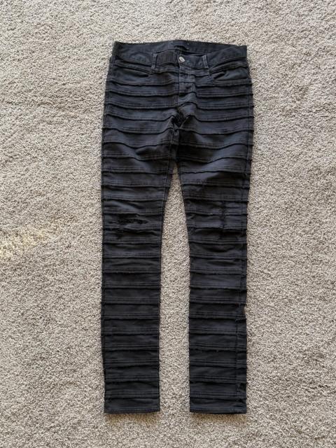 UNDERCOVER Undercover AW13 Grey Anatomicouture Hagi Layered Distressed Snake Patch Fringe Denim Jeans