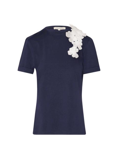 ANDRES OTALORA Muchos Cantos Embellished Cotton T-Shirt navy