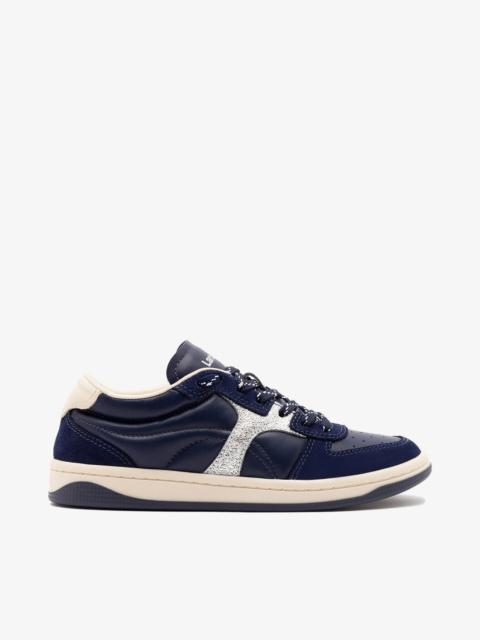 Larroudé George Sneaker In Navy Suede and Silver Sparkle Leather