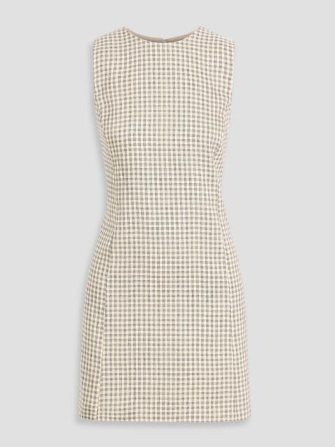 Theory Checked linen-blend mini dress
