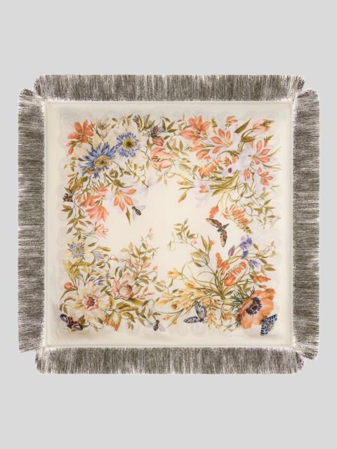 Etro SILK SCARF WITH FRINGING AND FLORA AND FAUNA MOTIF