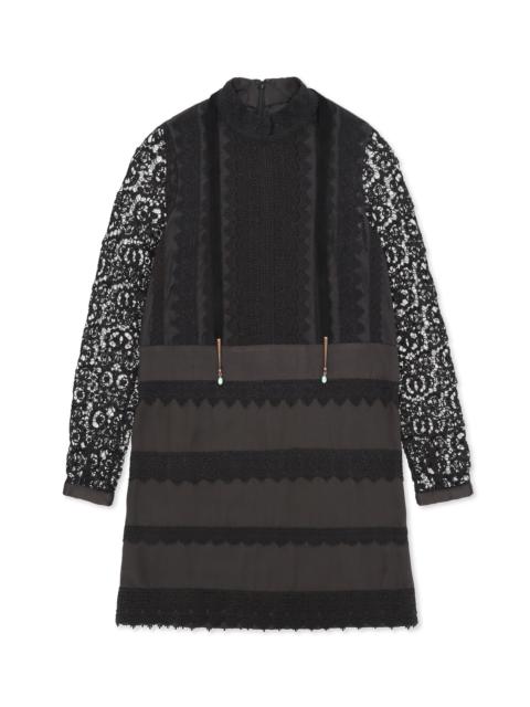 FORTELA Fortela Crochet Satin Mini Dress in Black at Nordstrom