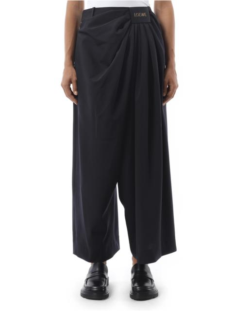 Loewe Cropped Draped Trouser in Dark Navy Blue