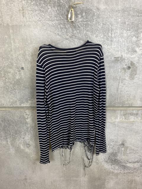 AMIRI AMIRI CASHMERE BLEND STRIPED LONGSLEEVE DISTRESSED SWEATER