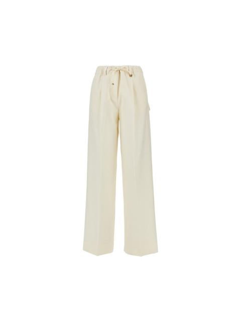 Moncler Moncler Wool Gabardine Drawstring Pants White