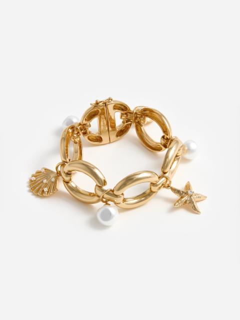 self-portrait Gold Pearl Shell Charm Bracelet