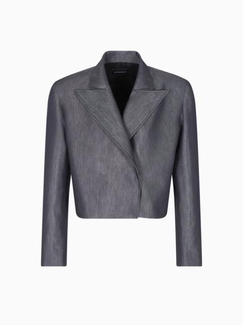 EMPORIO ARMANI POLYGON CAPSULE COLLECTION YARN-DYED GABARDINE BOLERO