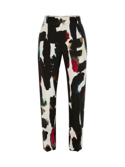Alexander McQueen WATERCOLOUR CIGARETTE-CUT TROUSERS