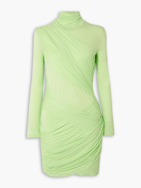 GAUGE81 Kores draped neon stretch-jersey turtleneck mini dress