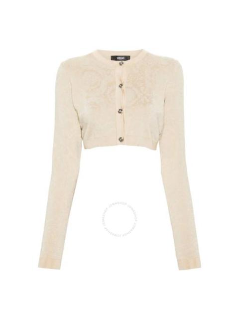Versace Barocco Lurex Cropped Cardigan