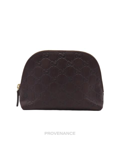 Other Designers Gucci GG Zip Pouch - Chocolate Guccissima Leather