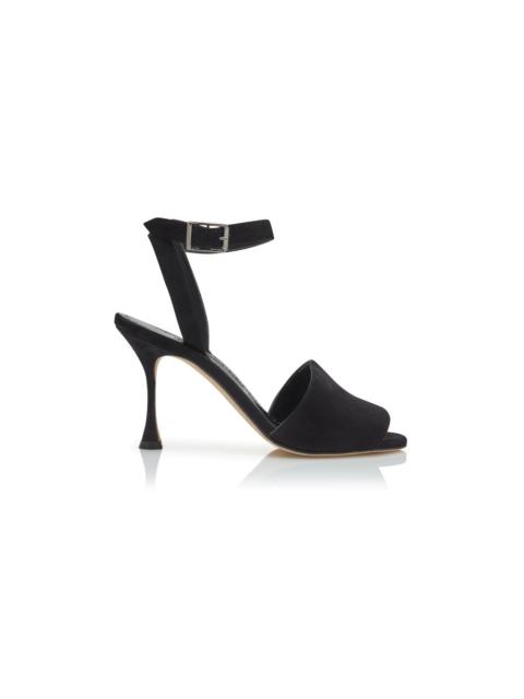 Manolo Blahnik Black Suede Ankle Strap Sandals