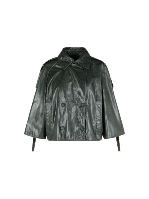 Max Mara pointed-collar double-breasted leather jacket