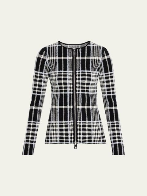 BRANDON MAXWELL Greer Check Zip Cardigan