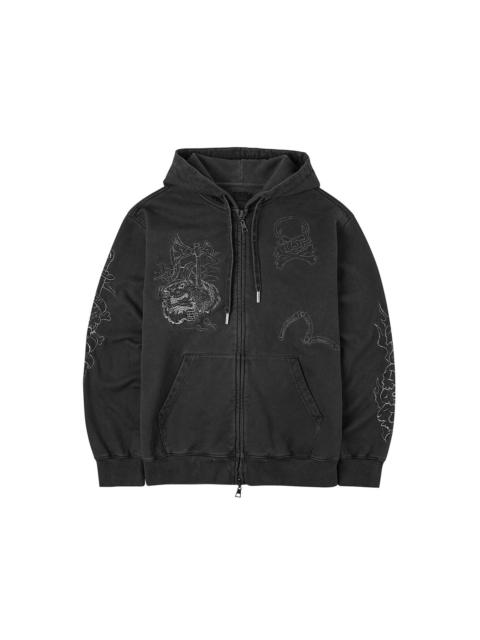 EVISU Tattoo Styles Embroidery Oversized Hoodie Jacket