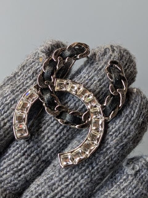 CHANEL Chanel brooch leather crystal