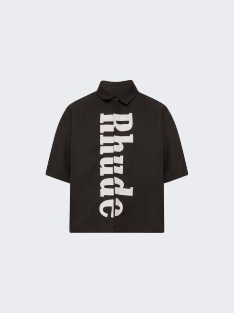 Rhude Center Logo Button Up Shirt Black