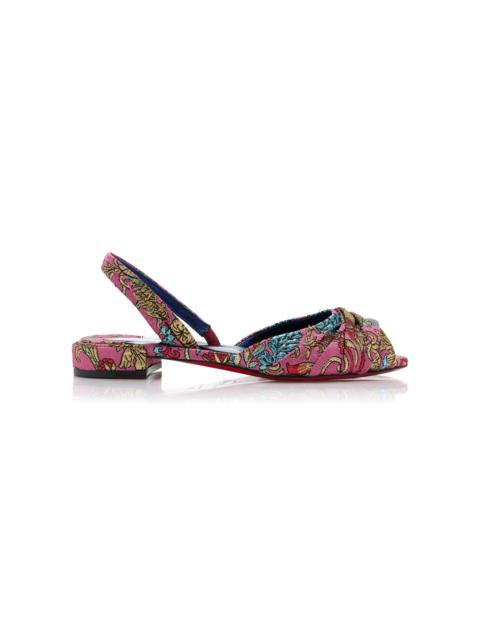 Christian Louboutin Cordelina Flat Jacquard Florea Slingback Sandals pink