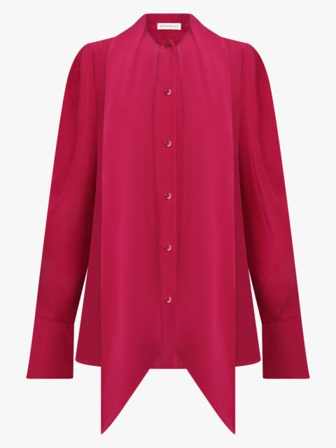 NINA RICCI GATHERED L/S SLEEVE TIE NECK BLOUSE | BURNT FUCHSIA