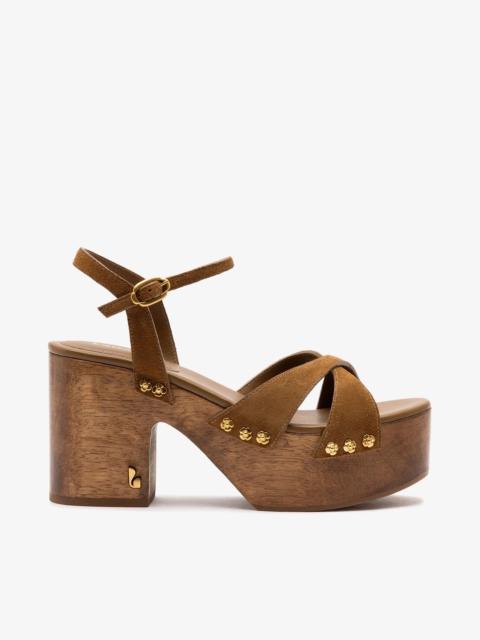 Larroudé Talitha Sandal In Russet Suede