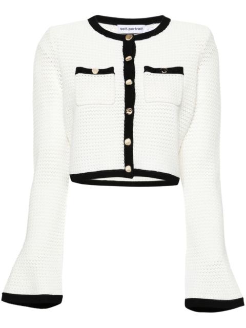 Self Portrait Women Crochet Cropped Cardigan