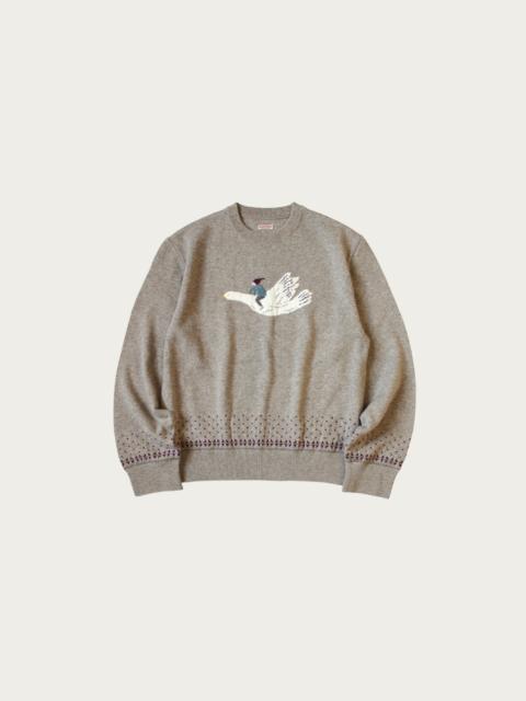 Kapital 12G Wool Crew Neck Sweater (FLY GOOSE) - Beige