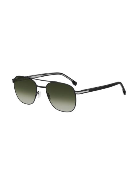 BOSS DOUBLE-BRIDGE SUNGLASSES IN BLACK STEEL