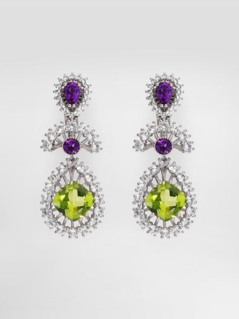 Dolce & Gabbana Eleganza Earrings 18-carat white gold, amethysts, peridots, and sapphires