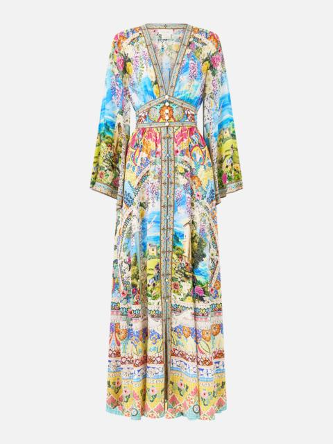 CAMILLA KIMONO SLEEVE DRESS WITH SHIRRING DETAIL