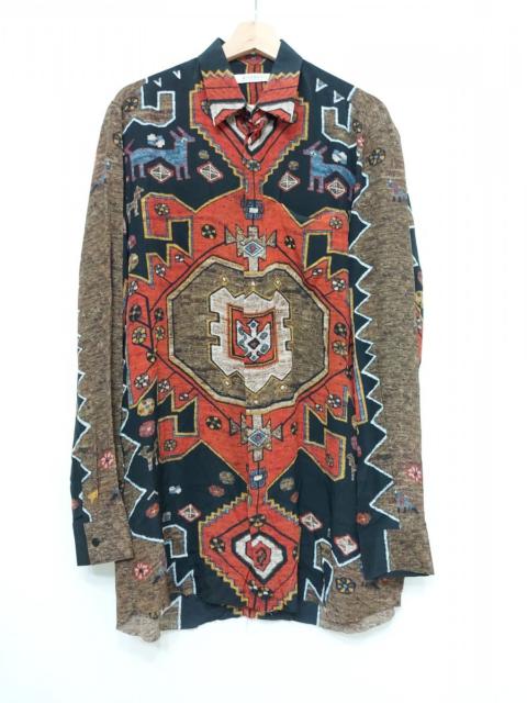 Givenchy FW15 AW15 Persian Carpet Rug Silk Raw Hem Long Shirt