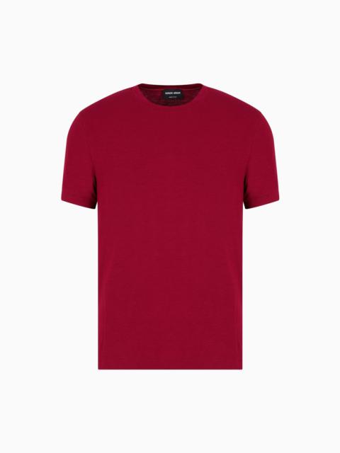 GIORGIO ARMANI Crew-neck short-sleeved T-shirt in stretch viscose jersey