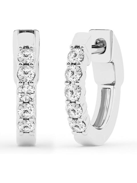 Other Designers Brilliant Diamond 0.25 Carat Round Lab Grown Diamond Hoop Earrings in Sterling Silver, Color G+, Cla