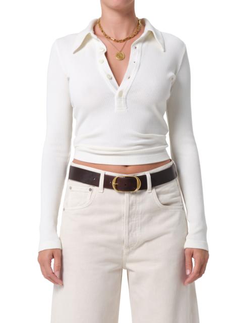 Citizens of Humanity Citizens of Humanity Long Sleeve Rib Polo in Pashmina Off White at Nordstrom
