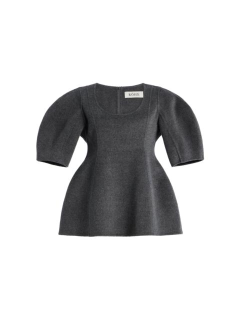 RÓHE Sculptural Doubled-Faced Wool-Cashmere Top grey