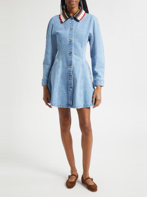 STINE GOYA Stine Goya Collared Long Sleeve Denim Minidress in Denim Blue at Nordstrom