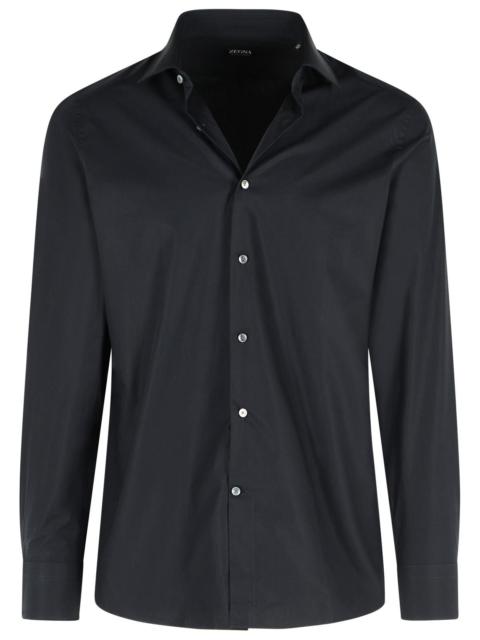 ZEGNA Zegna TROFEO Dark Blue Cotton Shirt