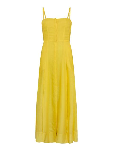 GABRIELA HEARST Magritte Maxi Dress in Cadmium Yellow Cashmere Silk Herringbone