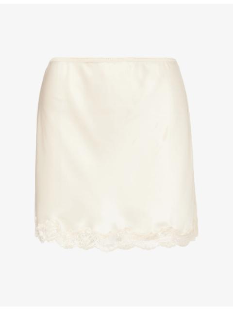 Reformation Neera Floral-Print Satin Mini Skirt