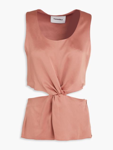 Nanushka Cutout twisted satin-crepe top