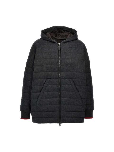 Brunello Cucinelli Brunello Cucinelli Dark Grey Wool Hooded Jacket