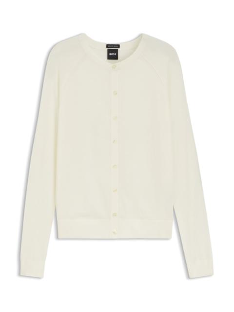 BOSS BUTTON-UP CARDIGAN IN EXTRA-FINE MERINO WOOL