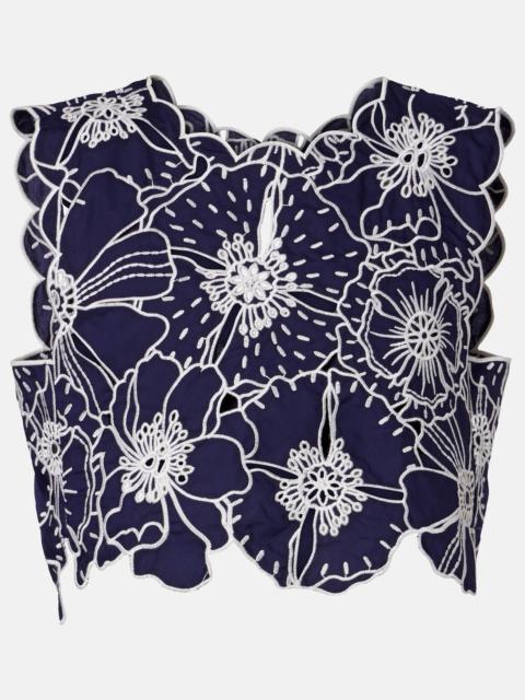 FARM RIO Embroidered floral cotton crop top