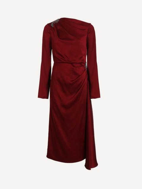 Erdem Embellished Satin Cady Midi Dress