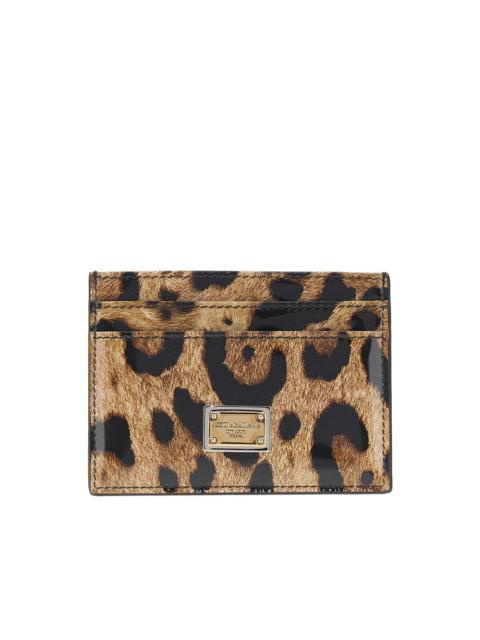 Dolce & Gabbana LEOPARD-PRINT GLOSSY LEATHER CARDHOLDER